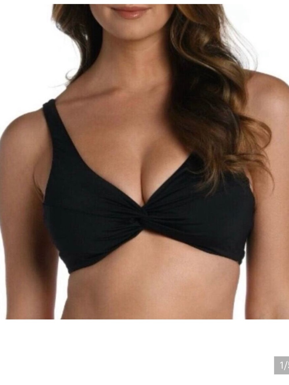 La Blanca Black Twist-Front Bikini Top